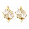 Clover Brass Micro Pave Cubic Zirconia Pendants KK-M325-13A-G-1