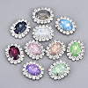 Resin Rhinestone Cabochons with Crystal Rhinestone and Brass Findings RB-S066-22S-3