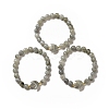 Natural & Synthetic Mixed Gemstone Moon and Star Beaded Stretch Bracelet for Women G-G997-C-2