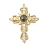 Brass Micro Pave Cubic Zirconia and Glass Pendants KK-M315-01G-04-1