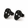 Halloween Skull with Flower 304 Stainless Steel Stud Earrings for Women LS-EJEW-B019-05EB-1