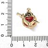 Brass with Glass Dark Red Sacred Heart Connector Charms KK-L253-27G-02-3