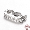 Anti-Tarnish Rhodium Plated 925 Sterling Silver Rhinestone Twister Clasps STER-N014-18-3