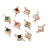 Brass Micro Pave Clear Cubic Zirconia Rhombus Links Connector Charms KK-C062-004G-1