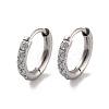 316 Surgical Stainless Steel Pave Clear Cubic Zirconia Hoop Earrings Women EJEW-A109-01B-P-1