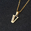 201 Stainless Steel Crystal Rhinestone Initial Pendant Necklaces FS-WG3A711-22-1