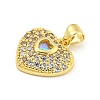 Heart Rack Plating Brass Micro Pave Cubic Zirconia Charms KK-Z053-17G-3
