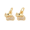 Brass Micro Pave Clear Cubic Zirconia Charms KK-H292-56C-G-1