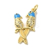 Brass Enamel Micro Pave Cubic Zirconia Pendants KK-Z042-17G-02-1