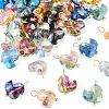 45Pcs 9 Colors Duck Glass Pendants. with Brass Loop PALLOY-TAC0257-3