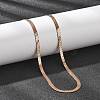 4MM 304 Stainless Steel Flower Herringbone Chain Necklaces for Women NJEW-B131-08RG-1