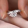 Brass Pave Single Cubic Zirconia Finger Rings for Women LS-ZK8046-8-3