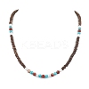 Summer Beach Natural Red Jasper & Synthetic Turquoise & White Shell & Coconut Beaded Necklaces NJEW-JN05011-1