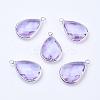 Silver Color Plated Brass Glass Teardrop Pendants GLAA-M006-A-14S-1