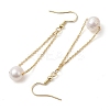 Natural Cultured Freshwater Pearl Beads with Brass Dangle Earrings X-EJEW-JE05757-4
