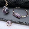 Wire Wrapped Nuggets Natural Amethyst Pendant Necklace & Cuff Bangle & Rings Sets FS-WG99384-05-1