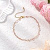 304 Stainless Steel & Natural Agate(Dyed & Heated) Faceted Round Link Chain Anklets AJEW-AN00747-03-1
