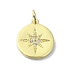 Star Theme Brass Micro Pave Clear Cubic Zirconia Pendants KK-H475-52G-05-1