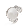Hollow Heart 304 Stainless Steel Cuff Ring Components SA-CBA82C8-02D-P-1