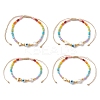 Colorful Glass Seed & Brass Braided Bead Bracelet BJEW-JB10138-1