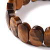 Natural Tiger Eye Oval Beaded Stretch Bracelet G-E010-01A-2