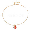 Valentine's Day Heart & Rose Zinc Alloy Ruby Rhinestone Pendant Necklaces for Women FS-WG5EA65-01-2