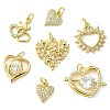 12Pcs 6 Styles Rack Plating Brass Pave Cubic Zirconia Pendants KK-CJ0002-05-9