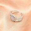 Brass Micro Pave Cubic Zirconia Cuff Rings for Women RJEW-Z113-51P-1