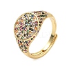 Brass Micro Pave Cubic Zirconia Cuff Rings for Women RJEW-A069-13G-01-4