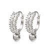 Heart Brass Micro Pave Clear Cubic Zirconia Hoop Earrings EJEW-S275-04P-4