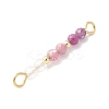 Faceted Round Natural Quartz Crystal & Ruby & Pink Tourmaline Beaded Connector Charms PALLOY-JF03530-09-3