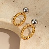 Two Tone 304 Stainless Steel Stud Earrings EJEW-T050-01C-GP-1