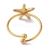 Ion Plating (IP) 304 Stainless Steel Starfish Open Cuff Rings for Women RJEW-M167-08B-G-3