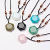 Natural & Synthetic Mixed Stone Pendant Necklaces NJEW-P157-1