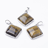 Natural Tiger Eye Pendants G-E420-08P-2