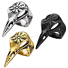 3Pcs 3 Colors Viking Raven Bird Head Stainless Steel Finger Rings RJEW-GA0001-04-1