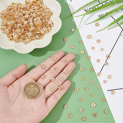100Pcs 10 Style Brass Bead Caps FIND-PH0005-43-1