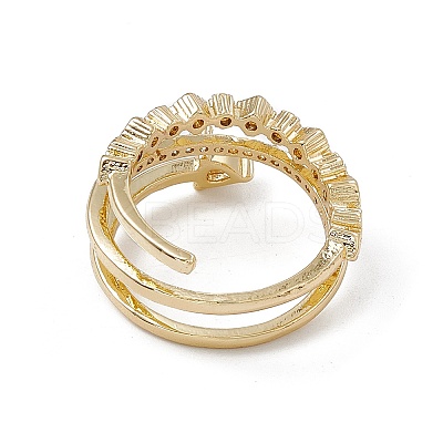 Clear Cubic Zirconia Arrow Open Cuff Ring RJEW-G276-09G-1