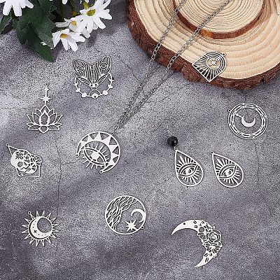 20Pcs 10 Style 201 Stainless Steel Pendants STAS-SC0004-38-1