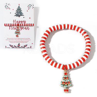 Elegant Christmas Handmade Polymer Clay Heishi Beaded Stretch Bracelets MV9996-32-1