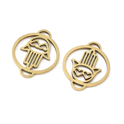 201 Stainless Steel Laser Cut Ring with Hamsa Hand Links STAS-P428-09G-1
