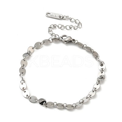 Non-Tarnish 304 Stainless Steel Oval Link Chains Bracelet for Men Women BJEW-G640-05P-1