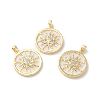 Natural White Shell Sun Pendants BSHE-Z003-08G-1