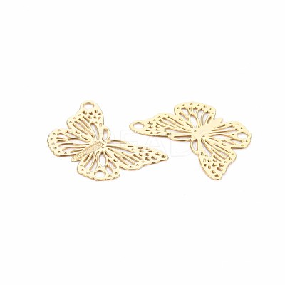 Rack Plating 304 Stainless Steel Filigree Connerctor Charms STAS-T057-48G-1