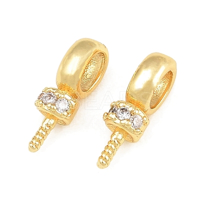 Brass Micro Pave Cubic Zirconia Screw Eye Peg Bails CU-CBA3901-02G-1