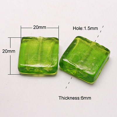 Handmade Silver Foil Lampwork Beads FOIL-S006-20x20mm-06-1