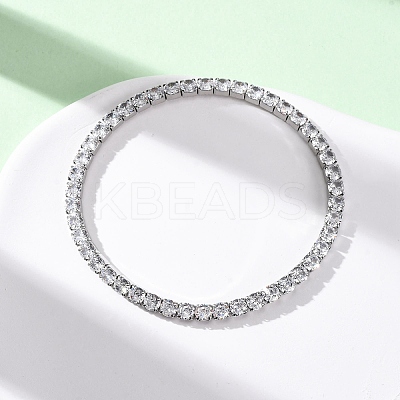 304 Stainless Steel with Clear Cubic Zirconia Link Chain Bracelets for Women BJEW-G754-02P-1