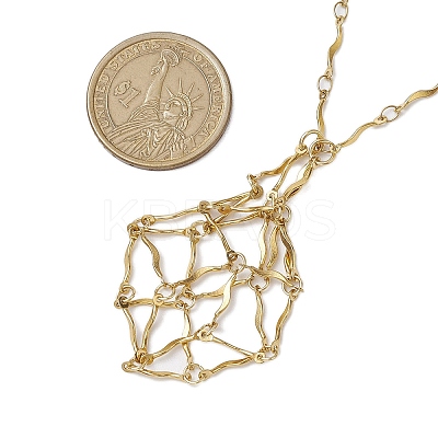 304 Stainless Steel Wavy Bar Link Chain Macrame Pouch Necklace Making NJEW-JN05064-03-1