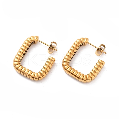 Ion Plating(IP) 304 Stainless Steel Rectangle Stud Earrings for Women STAS-S147-01G-1