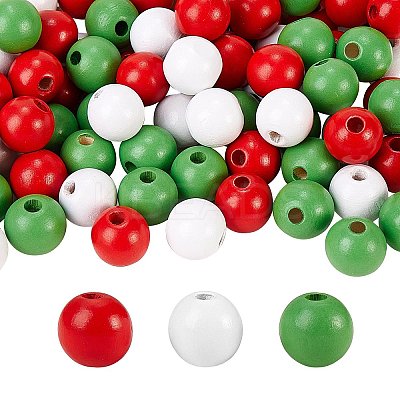 300Pcs 3 Colors Painted Natural Wood Beads WOOD-SZ0001-05-1